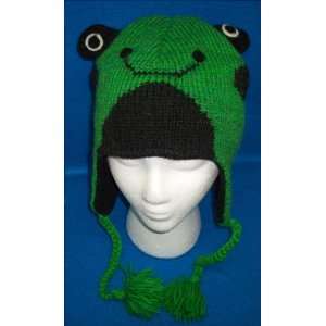  Green Frog Animal Hat Warm Wool Fleece Winter Ski Cap Ear 