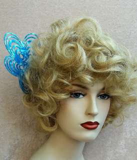 Spanish mantilla style hair comb peineta blue pearl with rhinestone 