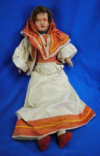 Antique Old Vtg Gypsy Ethnic Fabric & Composite Doll  