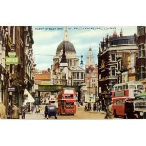 1950s Vintage Postcard Fleet Street and St. Pauls Cathedral   London 