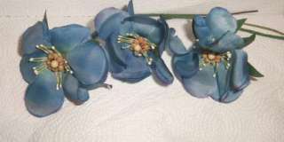  Millinery Flower Blue Poppy w/ HTF French Glass Stamen Hat  Hair  Trim