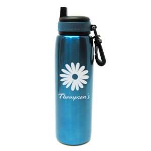  Gerbera Etched Stainless Water Bottle: Kitchen & Dining