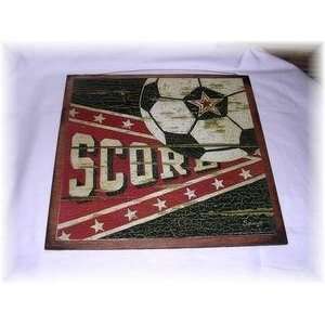 Score Soccer Ball Wooden Boys Sports Bedroom Decor Sign Wood Signs 