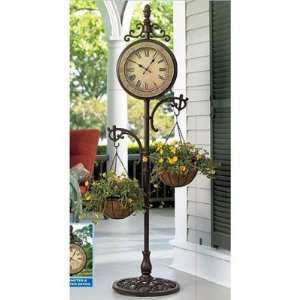  Cast iron Outdoor Floor Clock/thermometer/hygrometer with Plant 