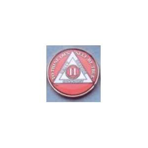  AA Coin   2 YEAR TRI COLOR RED with Silver & Gold Plate 