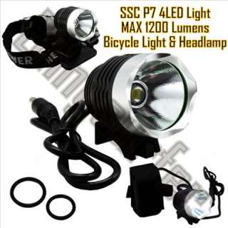 SSC P7 1200 Lumens 4LED 3 Mode Bicycle Light & HeadLamp  