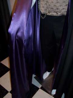 Dracula Cape Black Purple Violet Vampire Cloak Tall Collar Halloween 