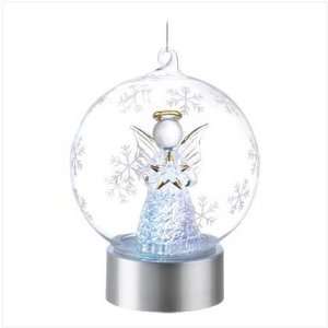   Color Changing LED Glass Globe Angel w/ Star Ornament