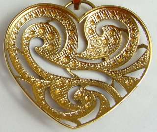 14K Pendant Necklace Heart Two Tone Gold Sparkle Cut  