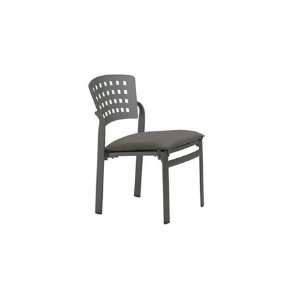  Aluminum Cushion Side Stackable Dining Chair Smooth Parchment Finish