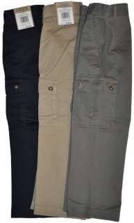 IZOD JEANS Boys Cargo Pants NEW 100% Cotton Gray Blue Khaki Size 6 & 8 