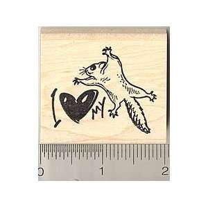  I Love My Flying Squirrel Rubber Stamp   Wood Mounted 