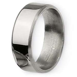 Chisel Beveled Edge Brushed and Polished Titanium Ring (8.0 mm)   Size 