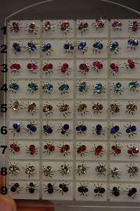Spider STUD EARRINGS PAIR CZ, 9 colors to choose 6mm  