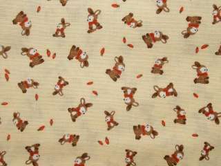 rabbits and carrots print cotton fabric on light yellow background 100 