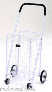 White Mini 4 Wheel 100 LB Folding Shopping Cart 728363003154  