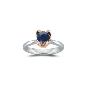  1.00 Carat Blue Sapphire Ring in 14K White & Pink Gold 6.0 