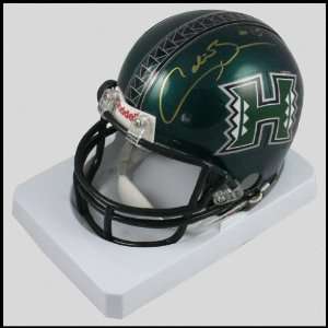   Hawaii Warriors Autographed Mini Football Helmet: Sports & Outdoors