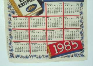   KELLOGGS RICE KRISPIES Hanging Calendar Towel NEW OLD STOCK  