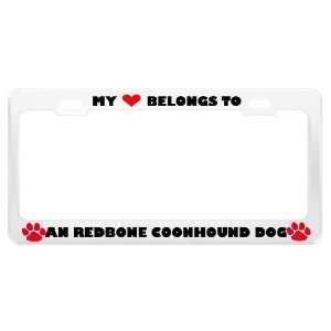  An Redbone Coonhound Dog Pet White Metal License Plate 