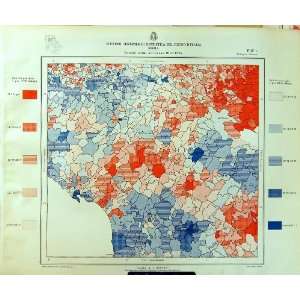   1929 Colour Map Italy Statistics Births Reggio Firenze