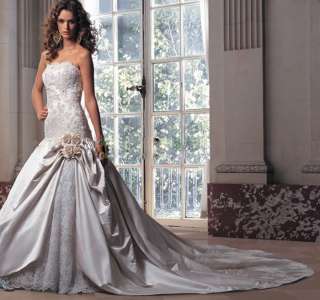White/Ivory custom Strapless Applique Wedding Dress 6 8 10 12 14 16 18 