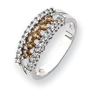  14k White Gold White & Champagne Diamond Ring: Jewelry