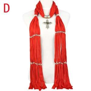  Red Scarf Complied with Charm Zinc Alloy Cross Pendant ,Nl 