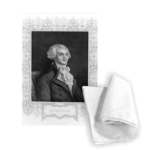 Portrait of Robespierre (engraving) (b/w   Tea Towel 100% Cotton 