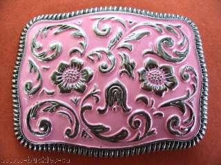   Cowgirl Western Girl Big Belt Buckles Boucle de Ceinture Rose  