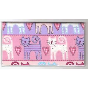  Checkbook Cover Made with Kitty Cat Pink Purple Stripe 