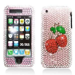  iPhone 3GS 3G Red Cherries on Pink Diamond Protector Case 
