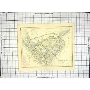  Antique Map Cheshire England River Mersey Chester