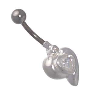  Pili Sterling Silver Crystal Belly Bar: Jewelry