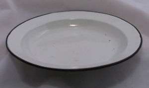 Vintage Granite Ware Bowl Dish 8.5 White/Black Rim  