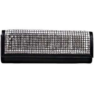   Black with Metallic Silver Front Soft Leatherette Evening Clutch Purse