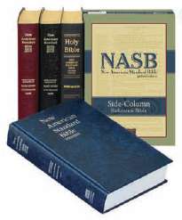   Side Column Reference Bible Blue Hardcover Large Print Wide Margin NAS