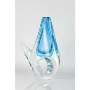   : X1084 Handmade Art Glass Light Blue Sommerso Vase: Everything Else