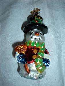 Vtg Christopher Radko Mercury Glass Snowman Ornament  