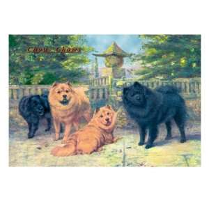  Four Champion Chow Chows , 18x24