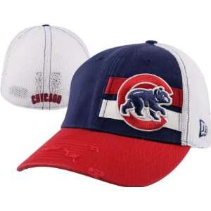   Cubs Stretch Fit Hat New Era 39THIRTY Double Stripe Trucker Mesh Hat
