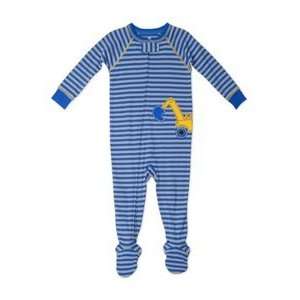    piece Footed Cotton Sleeper Blue/Gray Stripe with Backhoe 12 Months