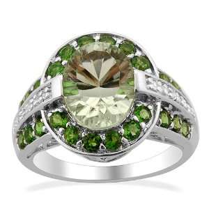   Silver 3.55cts Prasiolite and Chrome Diopside ring (Size 7) Jewelry