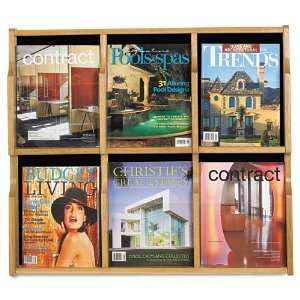   Pocket Wood Magazine Display, 29 1/4 x 26, Light Oak: Office Products