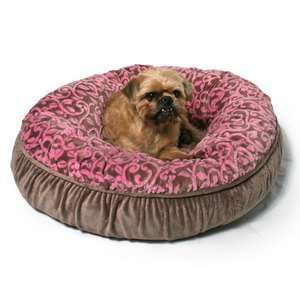  Pink and Brown Snuggle Soft Vine Pattern Dog Bed S 