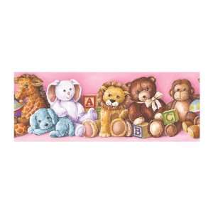   JE3527BD Cuddle Time Stuffed Animal Pre pasted Wallpaper Border, Pink