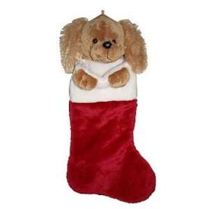  21 Plush Brown Dog Head Christmas Holiday Stocking