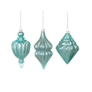  Club Pack of 12 Snow Drift Textured Teal Glass Finial 
