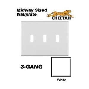   C0W Wallplate 3 Gang Toggle Cheetah Midway Size Thermoplastic   White