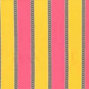  Fretwork Stripe Sunshine Yellow and Pink Fabric Two Yards 